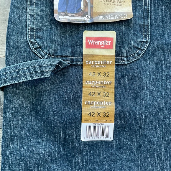 42x32 NWT Wrangler Carpenter Jeans Men’s Blue Dark Wash Relaxed 94LSWQW - Picture 13 of 14